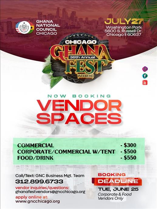 Vendor Registration GhanaFest Chicago 2024