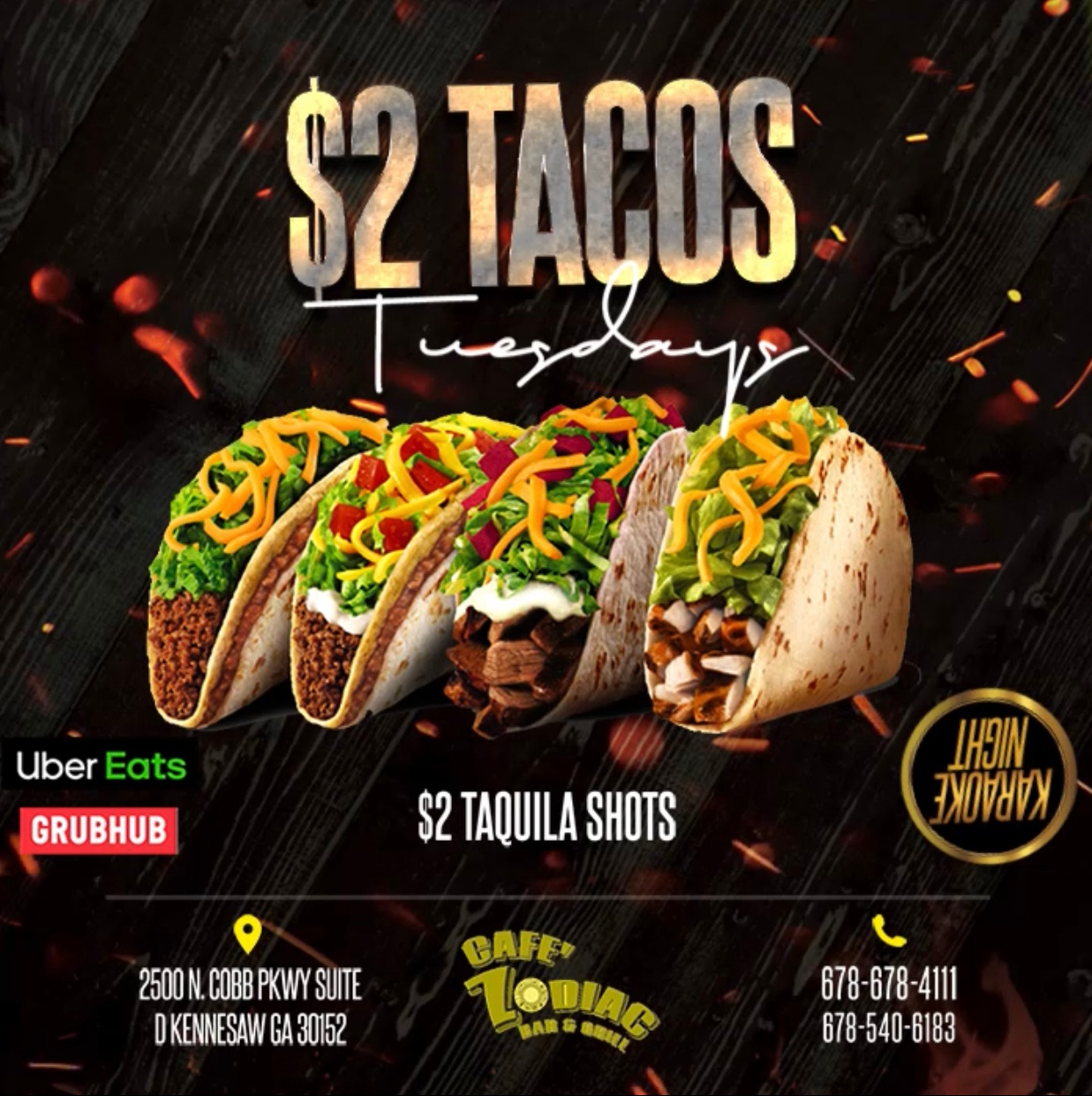 $2 TACOS Tuesdays at Cafe Zodiac Bar & Grill, Kennesaw GA, Jun 16, 2020 ...