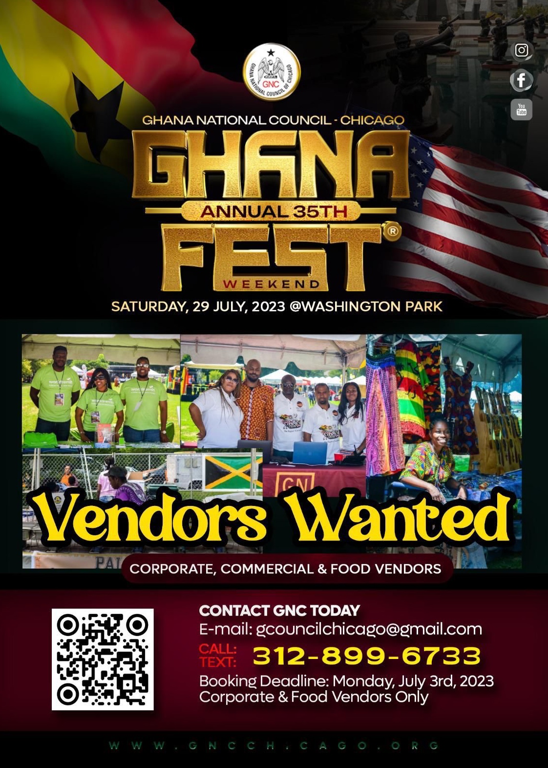 Vendor Registration GhanaFest Chicago 2023 at Washington Park, Chicago
