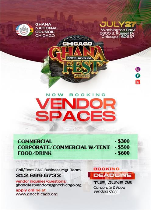 Vendor Registration GhanaFest Chicago 2024