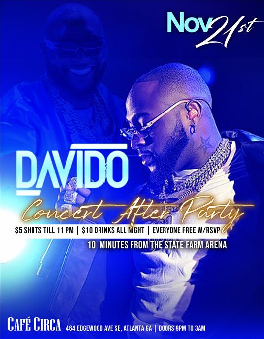 Davido Concert After Party: The Ultimate Caribbean & Afrobeat Night at Café Circa Atlanta