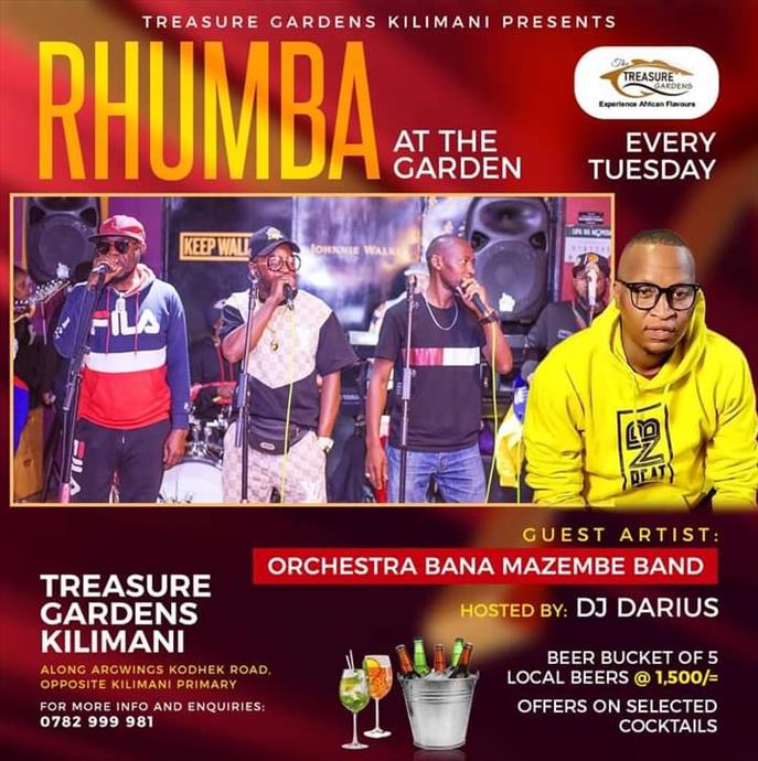 Rhumba at the Garden by Orchestra Bana Mazembe Band & DJ Darius Every Tuesday 