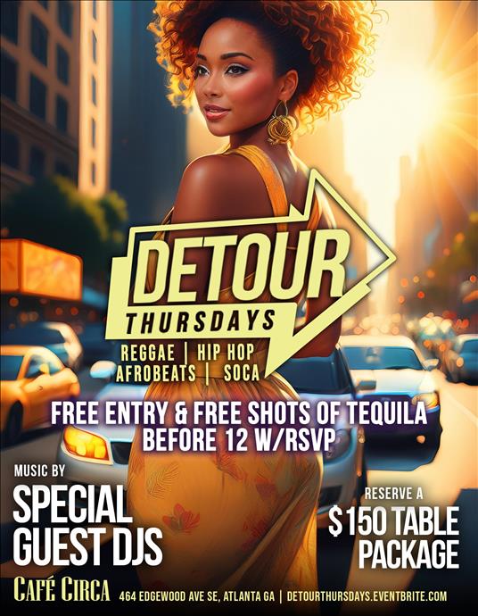 Free Shots + Everyone No Cover At Detour Thursdays Cafe Circa Atl